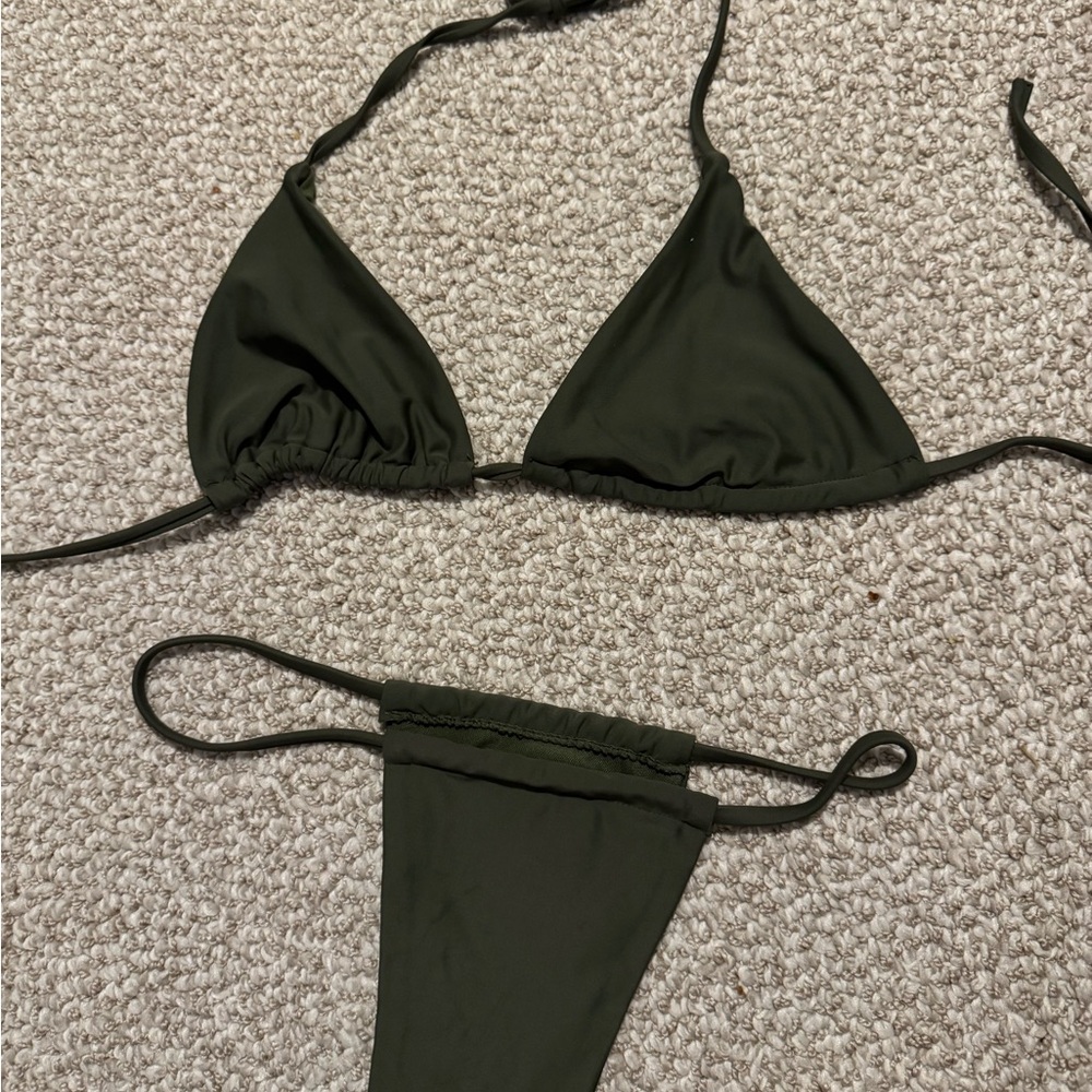 Olive Green Triangle Bikini Set